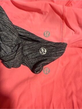 lululemon athletica Coral Pink Tank Top with Heathered Charcoal Lining